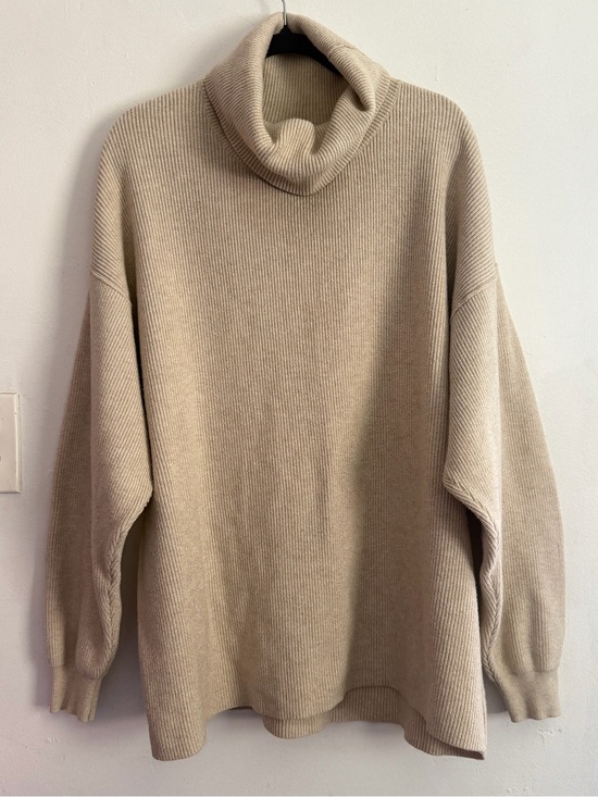 Free People Sweaters - Free People Oversized Ribbed Turtleneck Sweater Oatmeal Beige Size L
